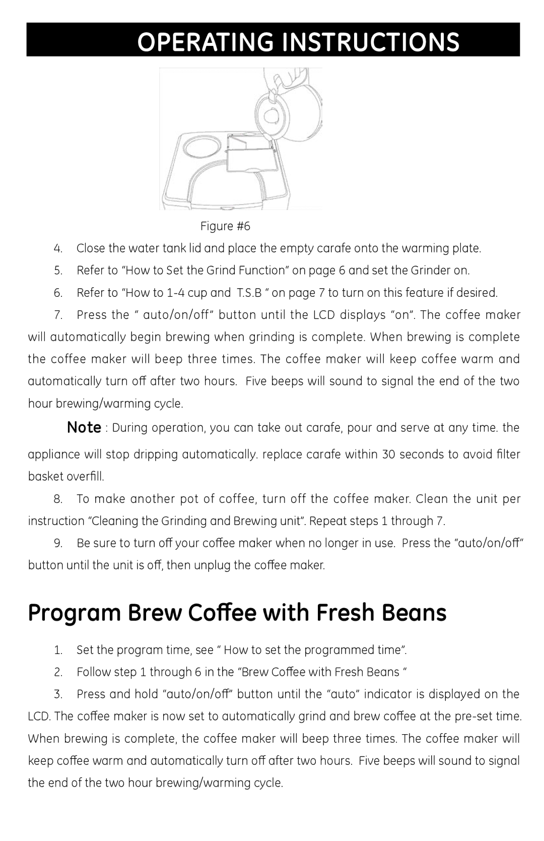 GE 681131691031 manual Program Brew Coffee with Fresh Beans 