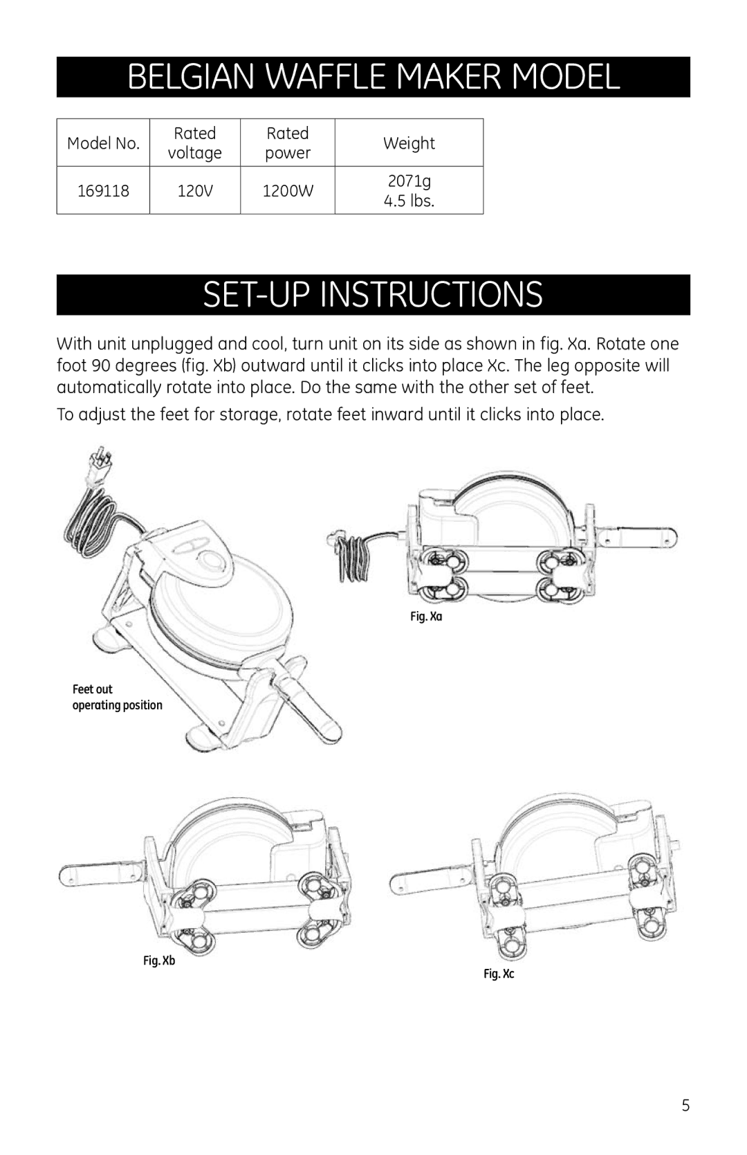 GE 681131691185 manual SET-UP INSTruCTIONS, Fig. Xa 