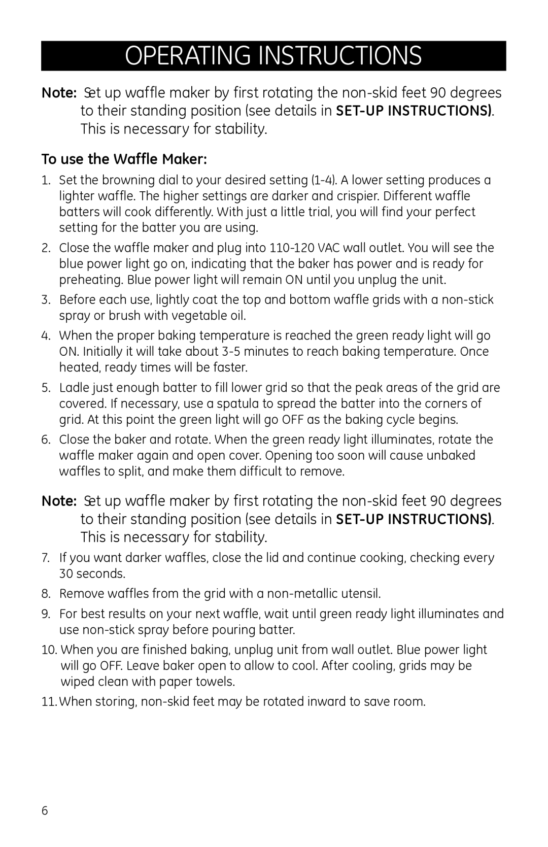 GE 681131691185 manual Operating instructions, To use the Waffle Maker 