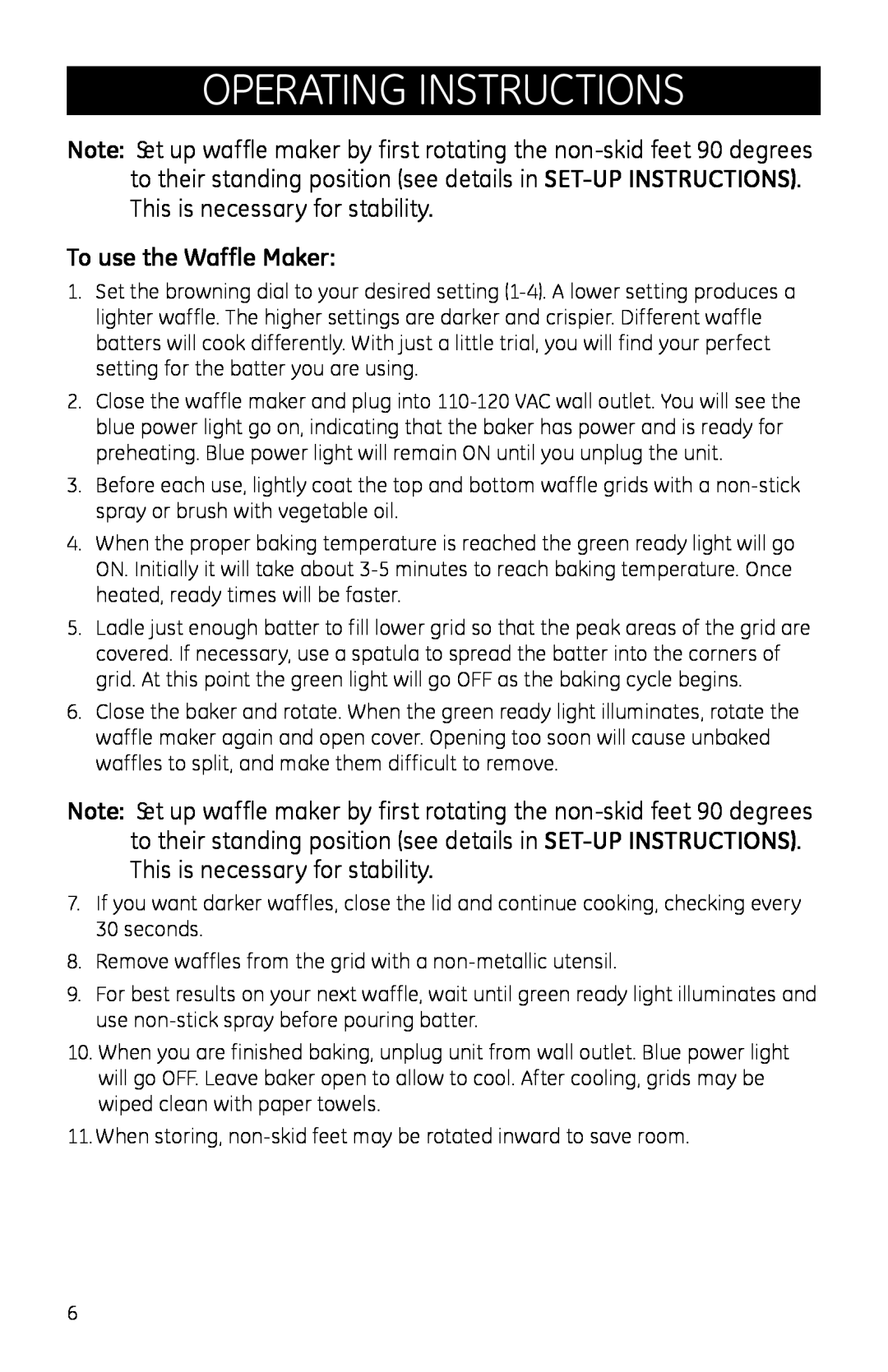 GE 681131691185 manual operating instructions, To use the Waffle Maker 