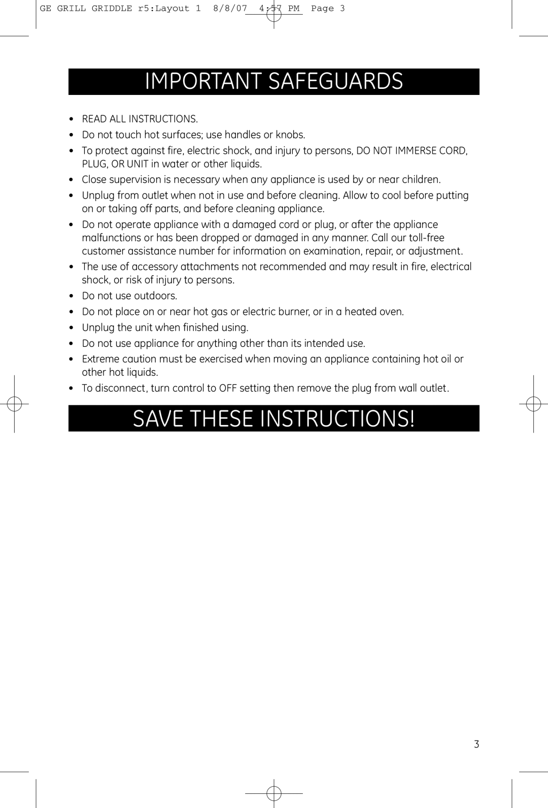 GE 681131691482 manual Important Safeguards, Read ALL Instructions 