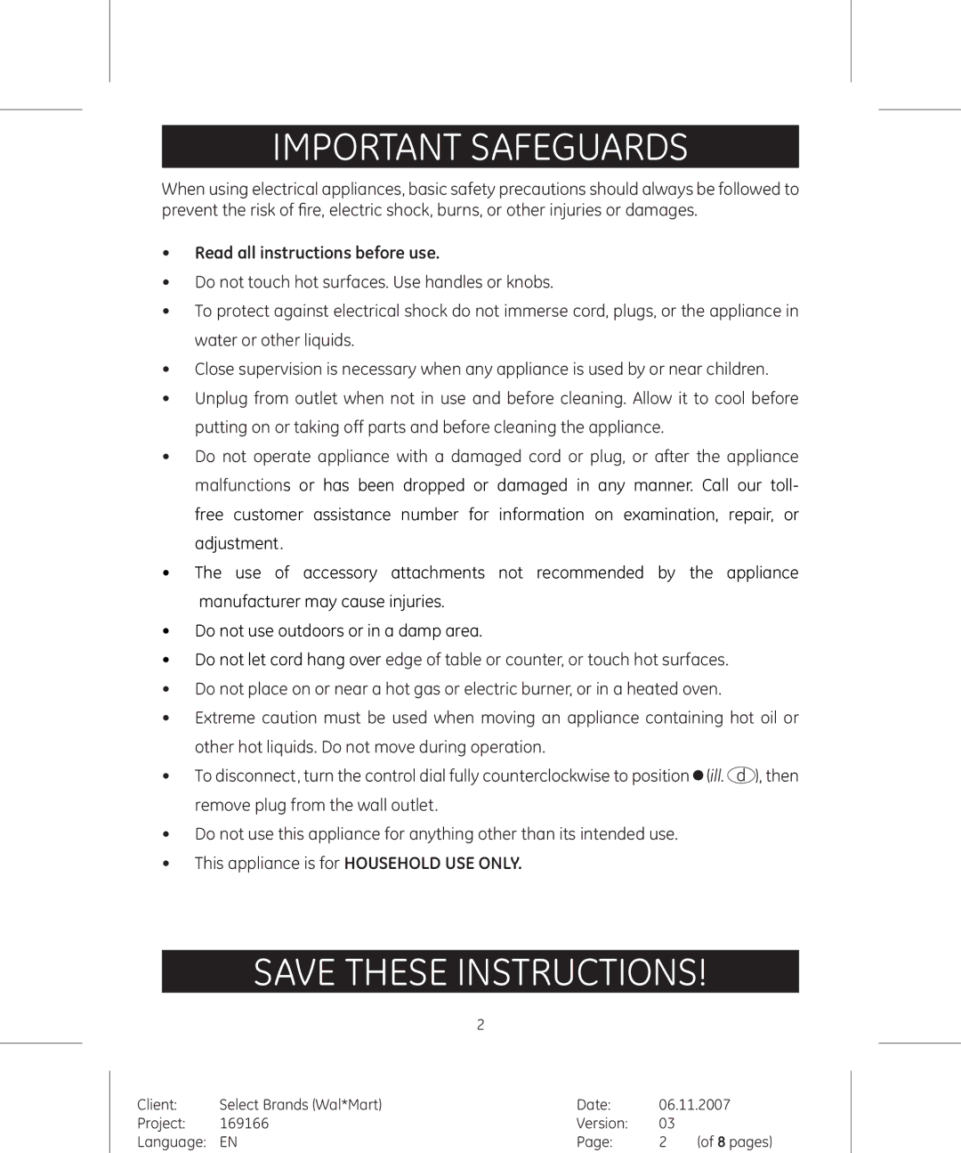 GE 681131691666 manual Important Safeguards, Read all instructions before use 