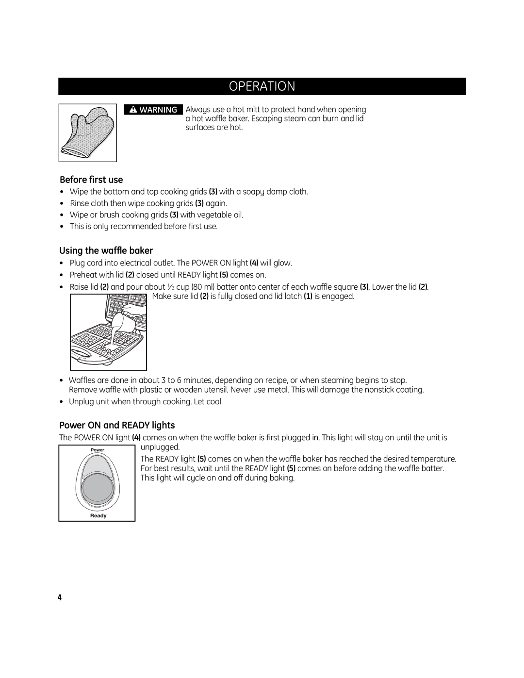 GE 681131691864 manual Operation, Before first use 