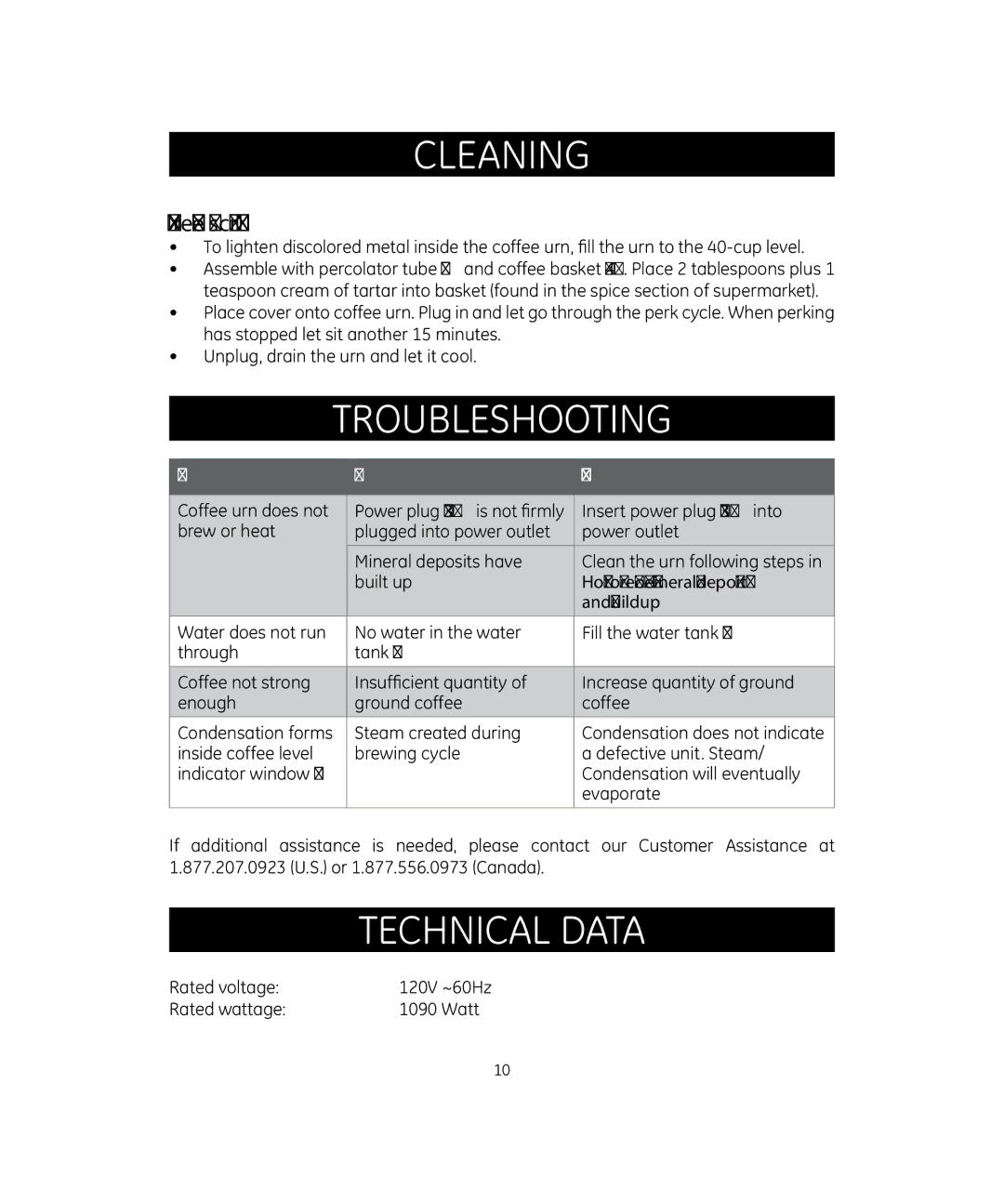 GE 681131691994 manual Cleaning, TroubleshOoting, Technical data, To remove discoloration 