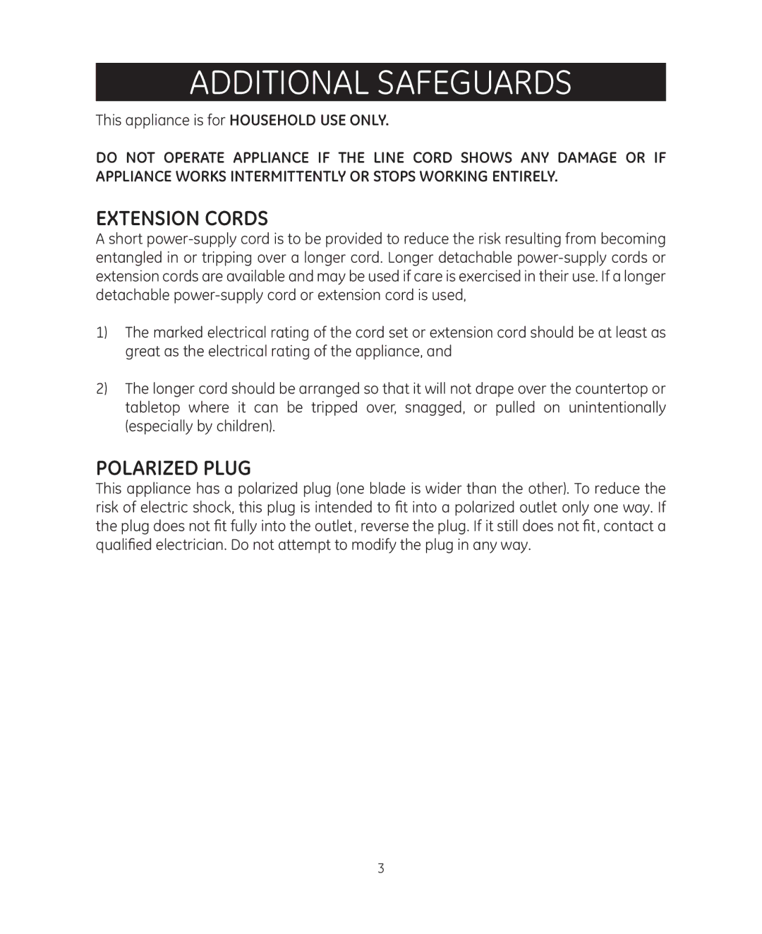 GE 681131692021 manual Additional Safeguards 