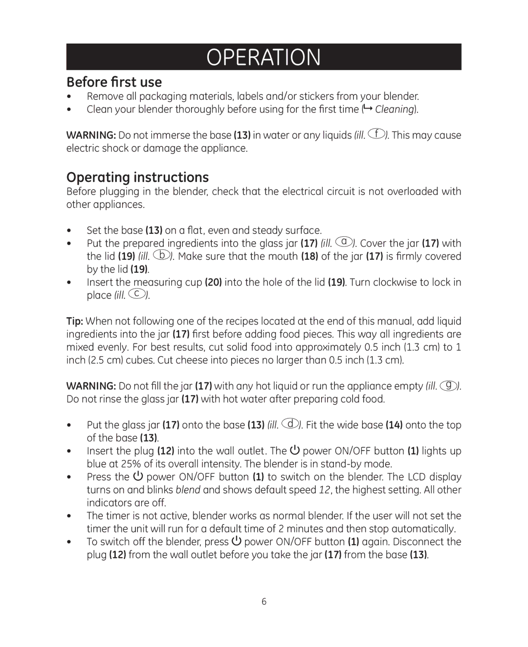 GE 681131692021 manual Before first use, Operating instructions 