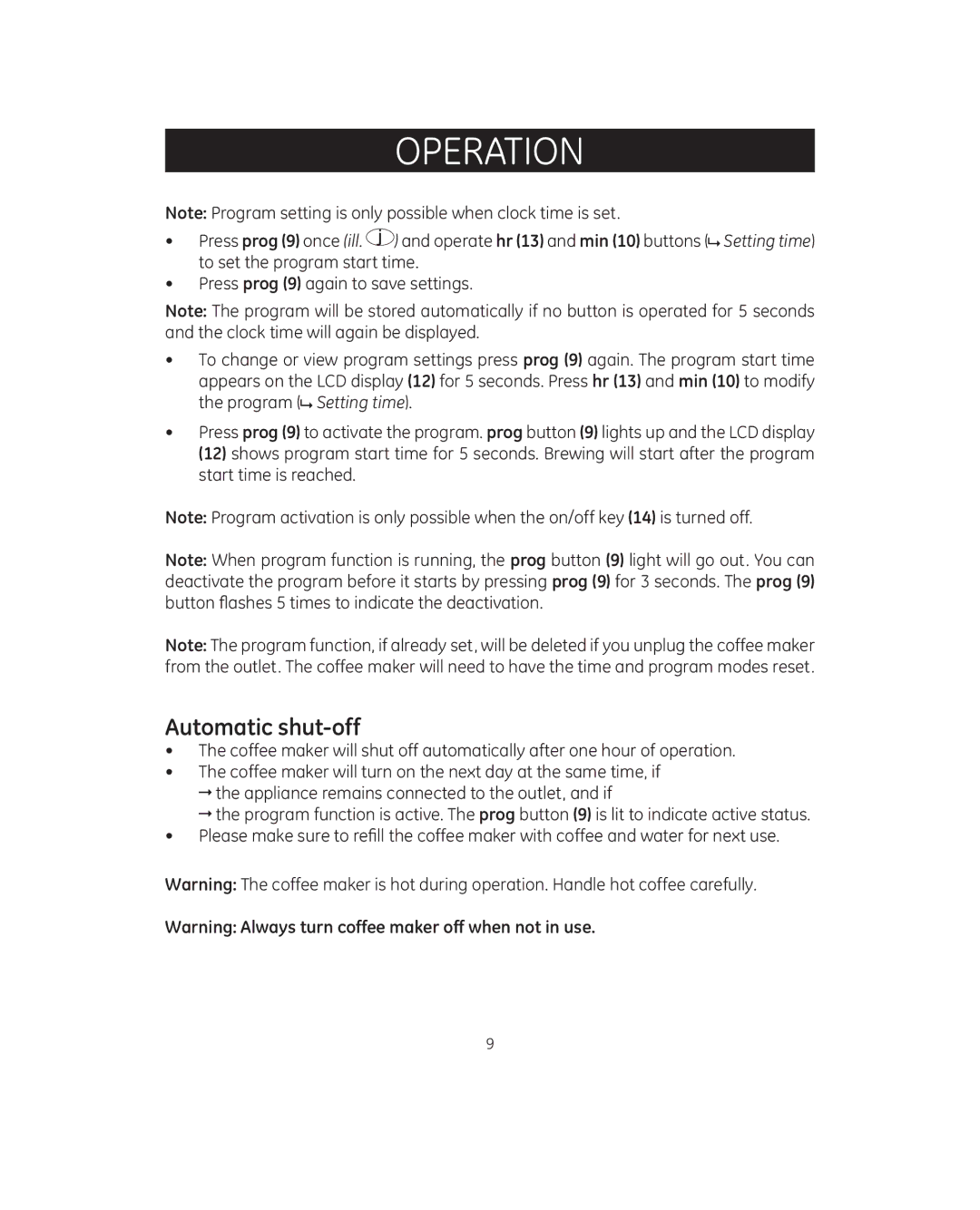 GE 681131692083 manual Automatic shut-off 