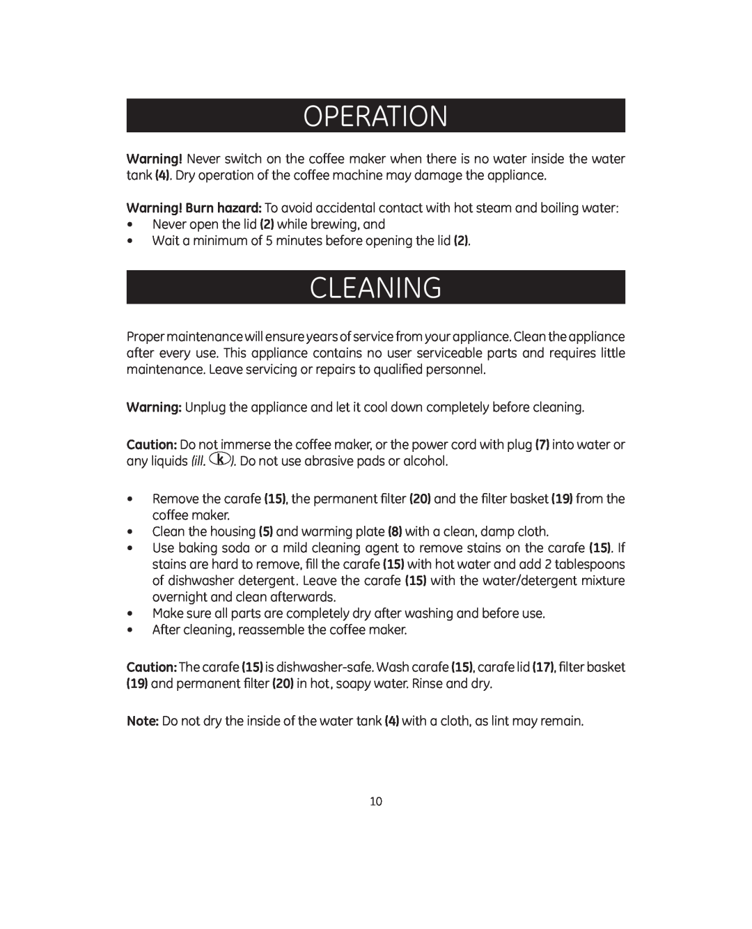 GE 681131692083 manual cleaning, operation 