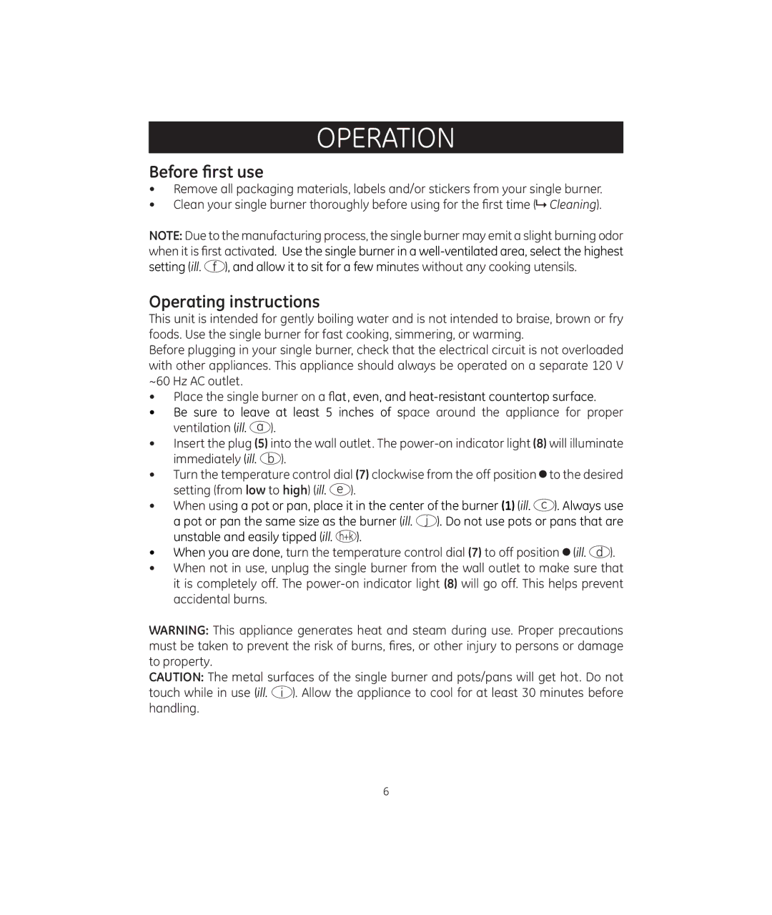 GE 681131692151 manual Operation, Before first use, Operating instructions 