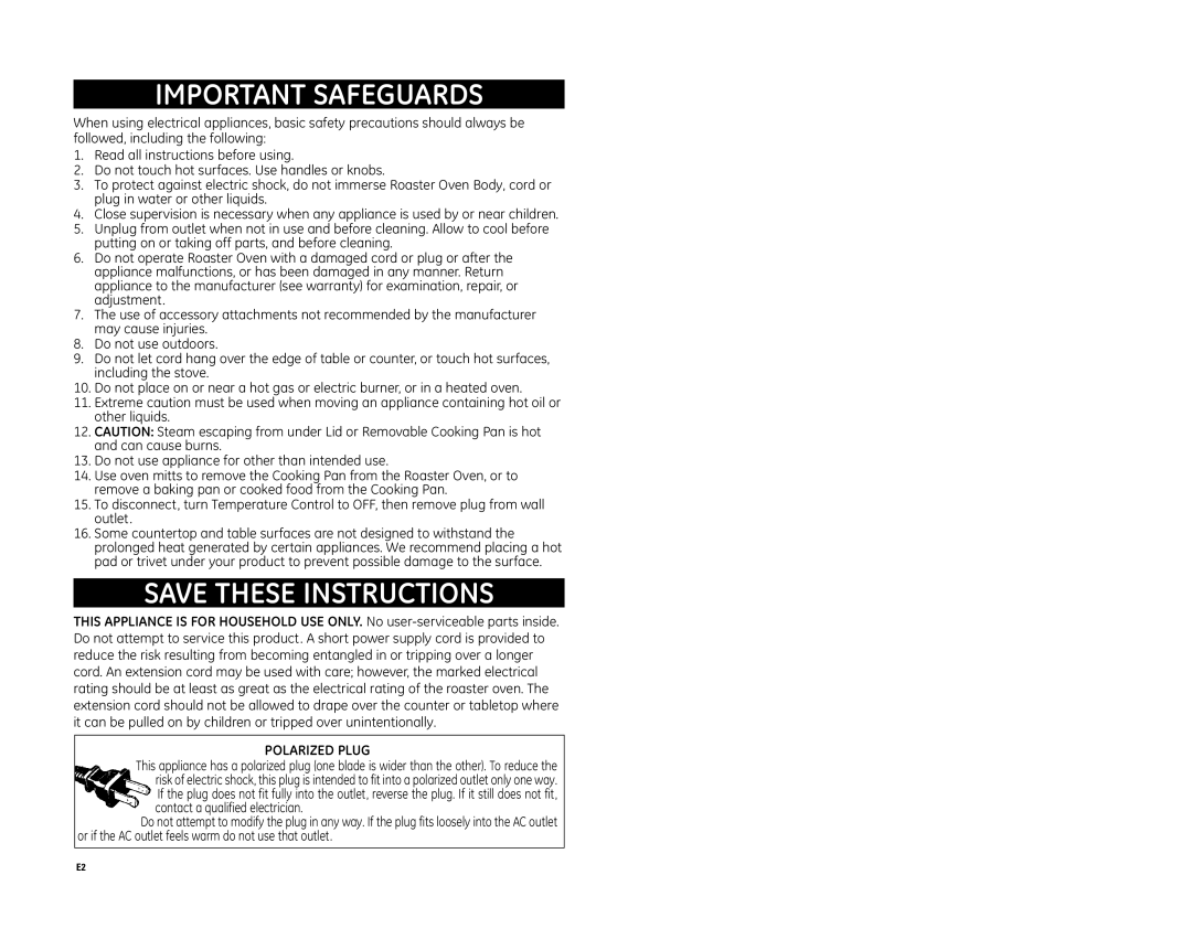 GE 122518, 681131692212 manual Important Safeguards 