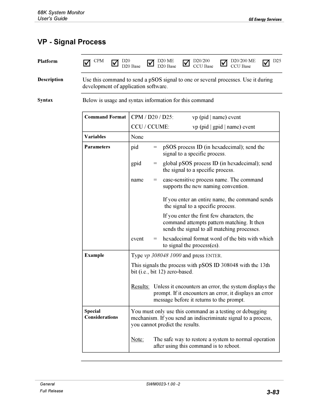 GE 68K System manual VP Signal Process, CCU / Ccume 