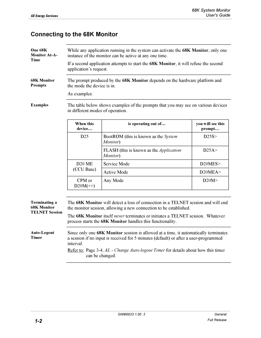 GE 68K System manual Connecting to the 68K Monitor, D20MES, D20MEA 