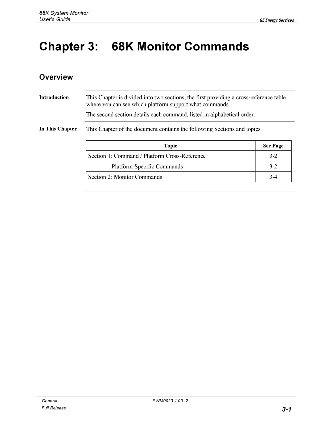 GE 68K System manual 68K Monitor Commands 