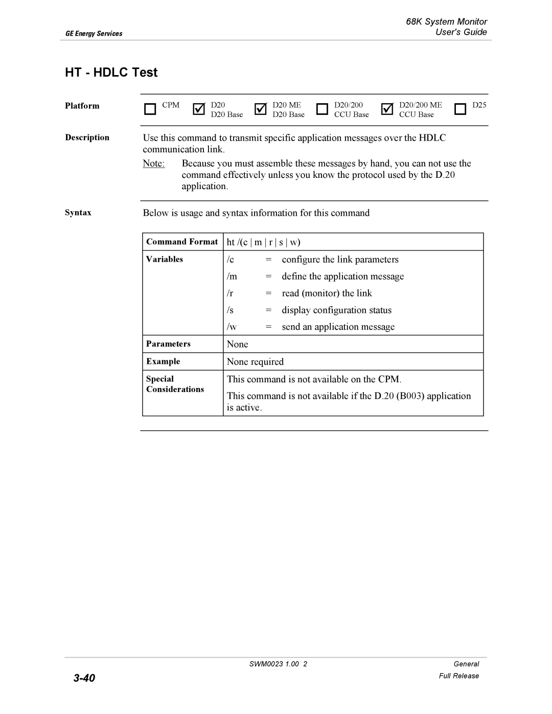 GE 68K System manual HT Hdlc Test 