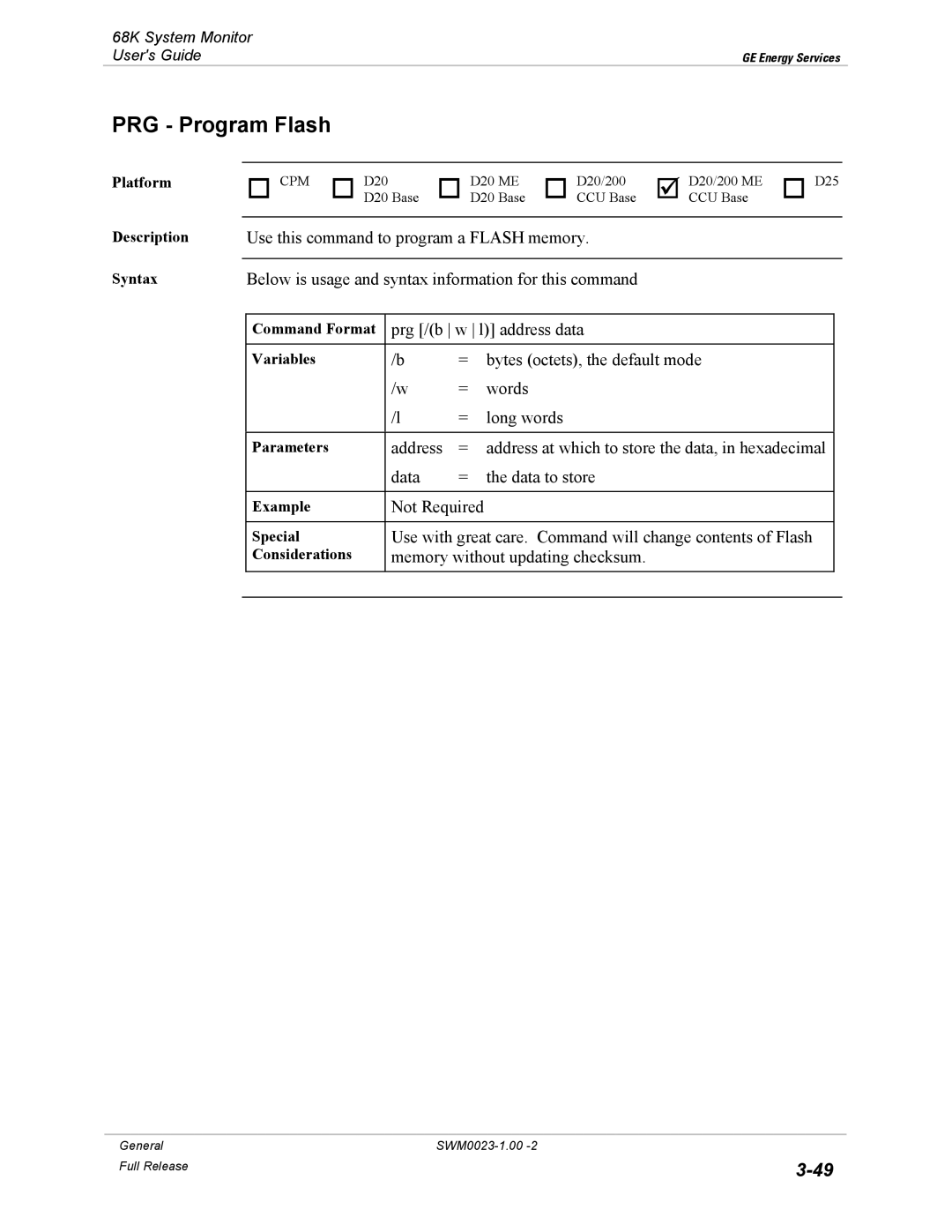 GE 68K System manual PRG Program Flash 