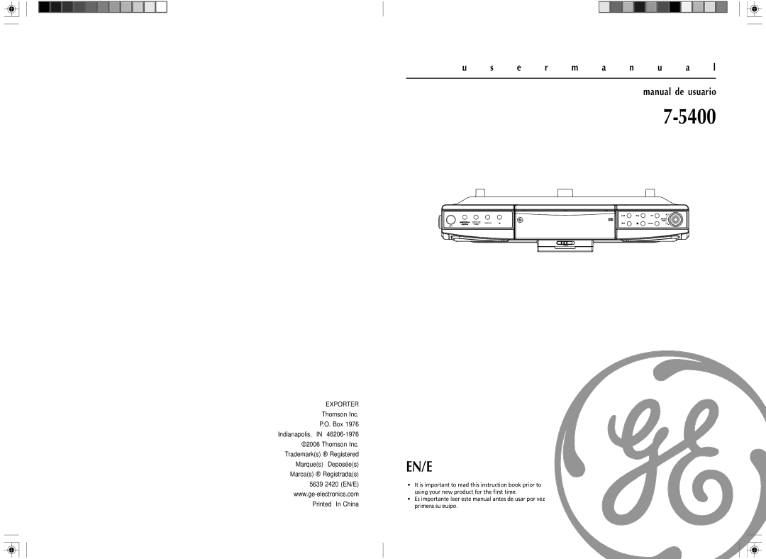 GE 7-5400 user manual 