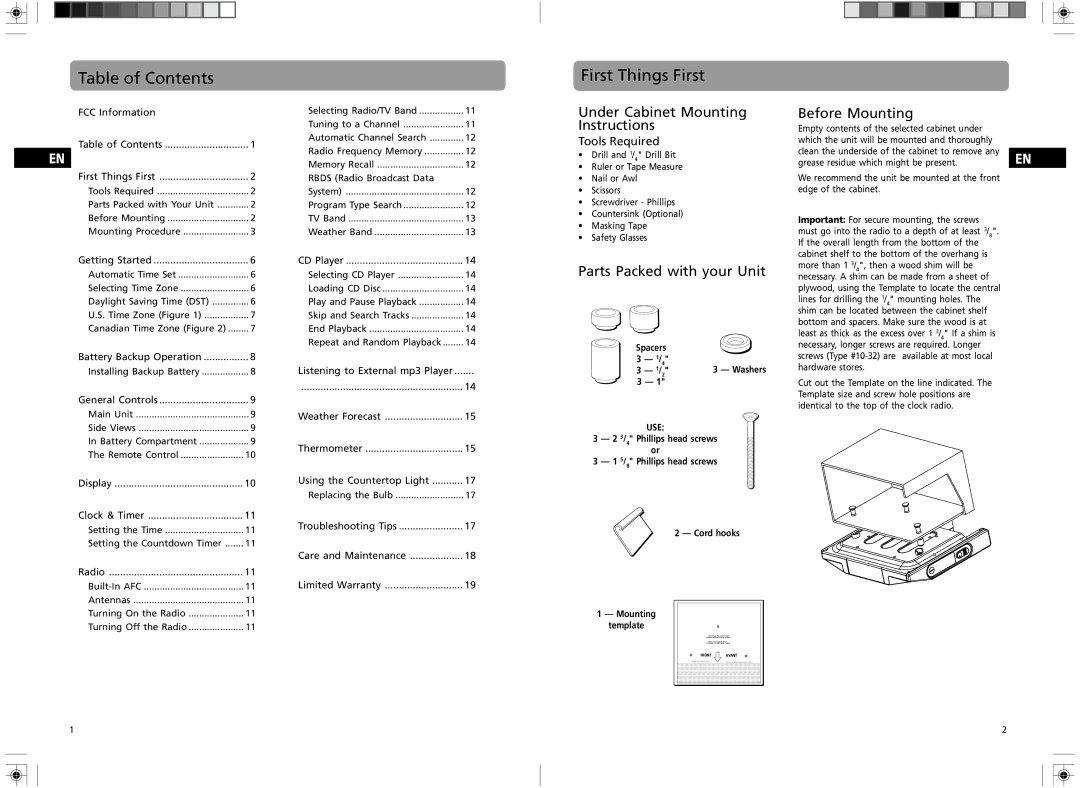 GE 7-5400 user manual Table of Contents, First Things First 