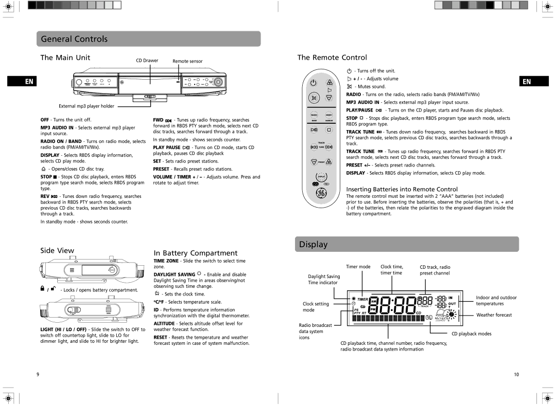 GE 7-5400 user manual General Controls, Display 