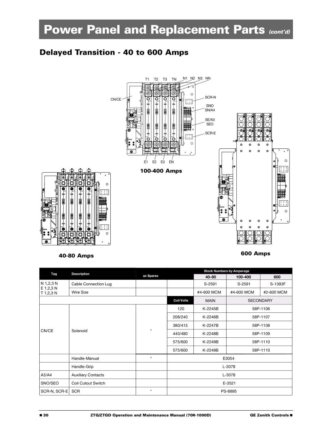 GE 70R-1000D manual Delayed Transition 40 to 600 Amps 