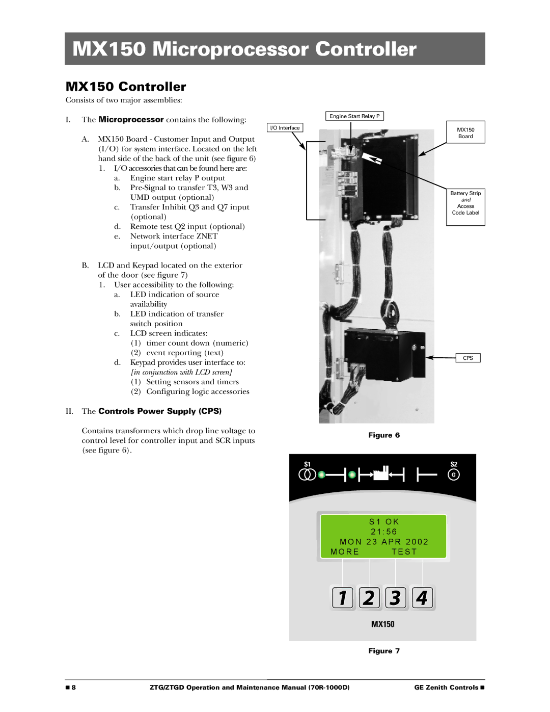 GE 70R-1000D manual MX150 Microprocessor Controller, MX150 Controller 