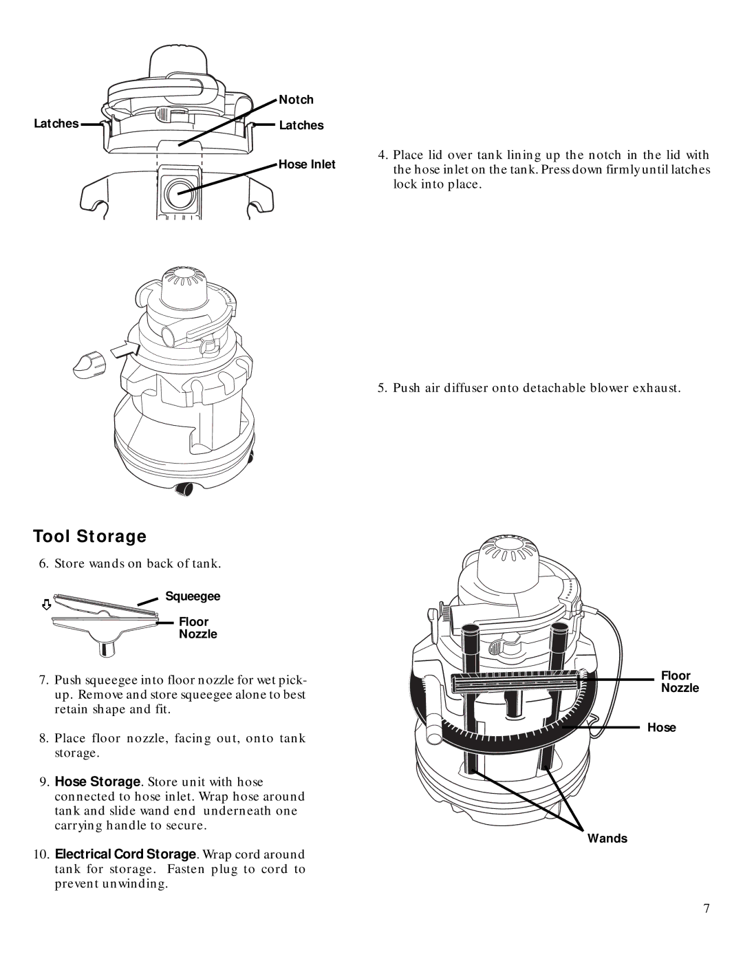 GE 106679, 71271 warranty Tool Storage 