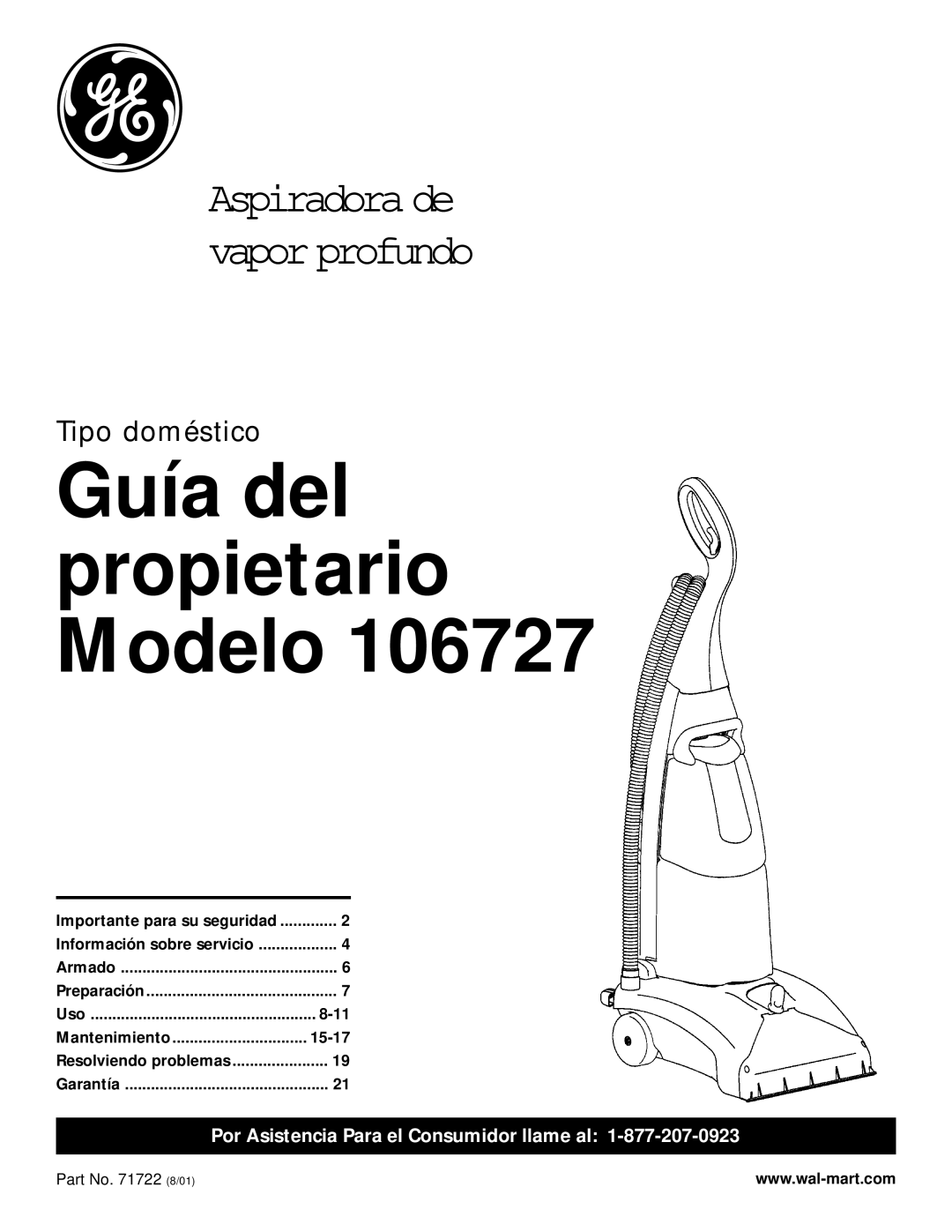 GE 71722 warranty Guía del propietario Modelo 