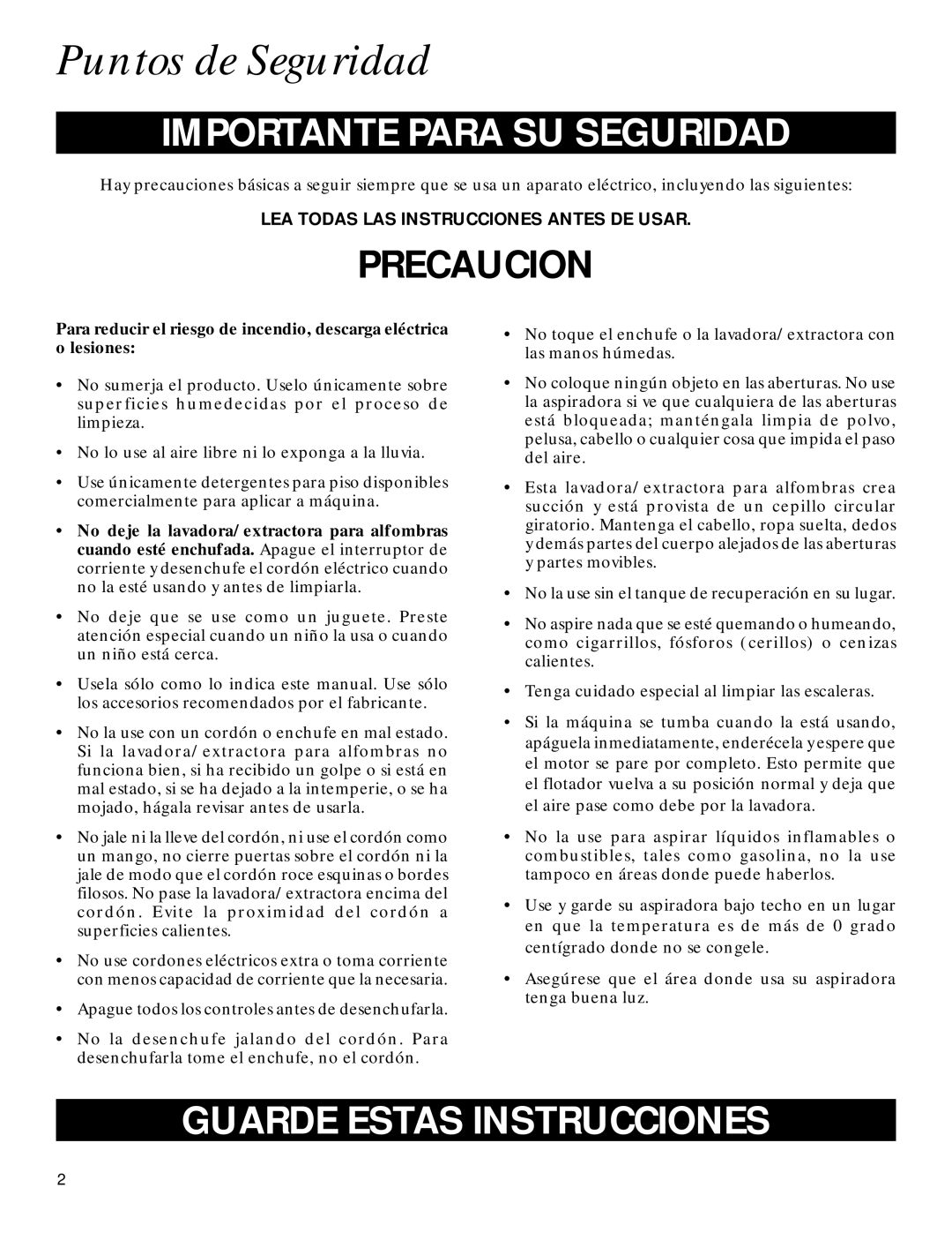 GE 71722 warranty Puntos de Seguridad, Importante Para SU Seguridad 