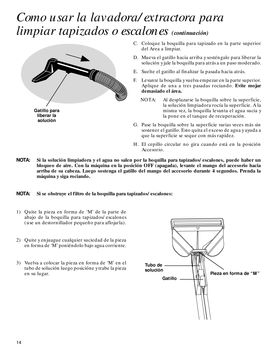 GE 71722 warranty Gatillo para Liberar la solución 