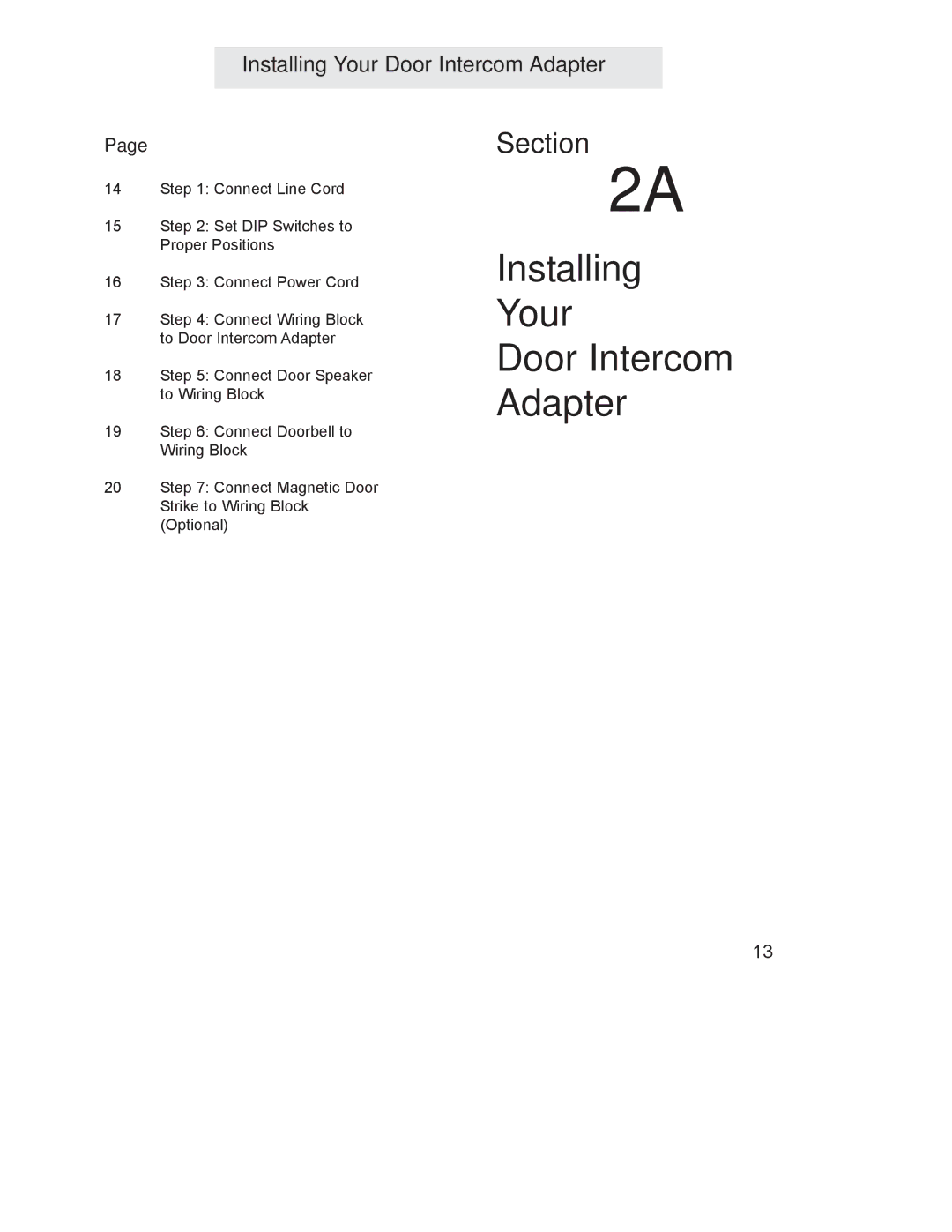 GE 800-EFM manual Installing Your Door Intercom Adapter 