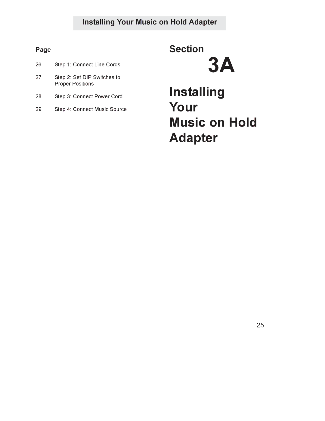 GE 800-EFM manual Installing Your Music on Hold Adapter 