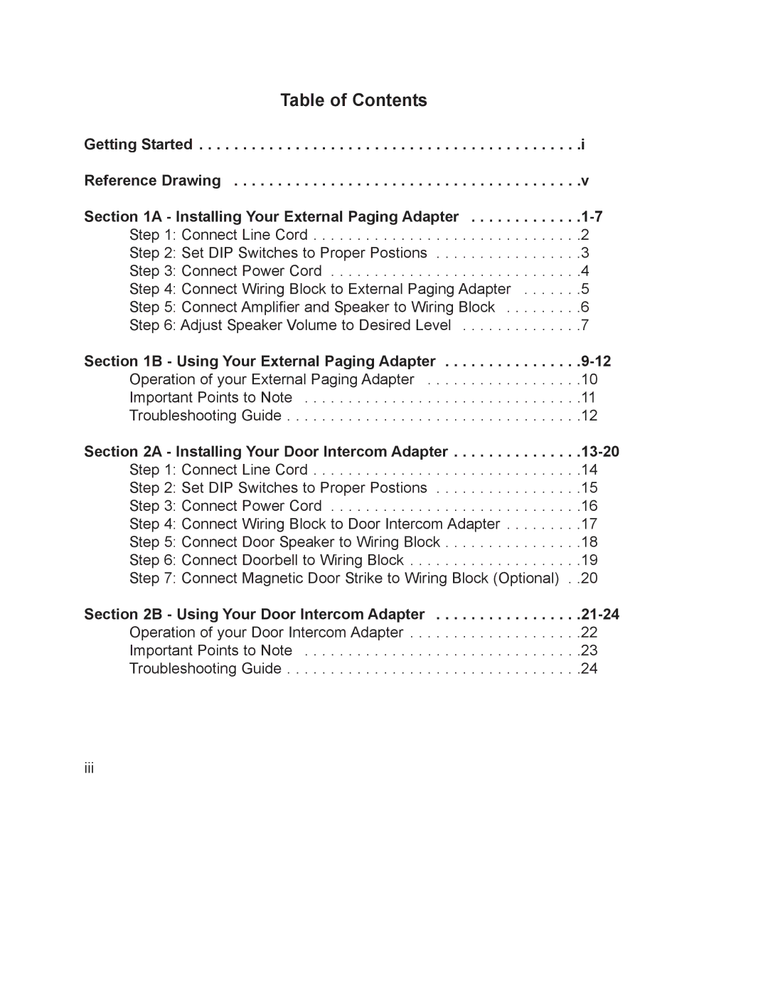 GE 800-EFM manual Table of Contents 