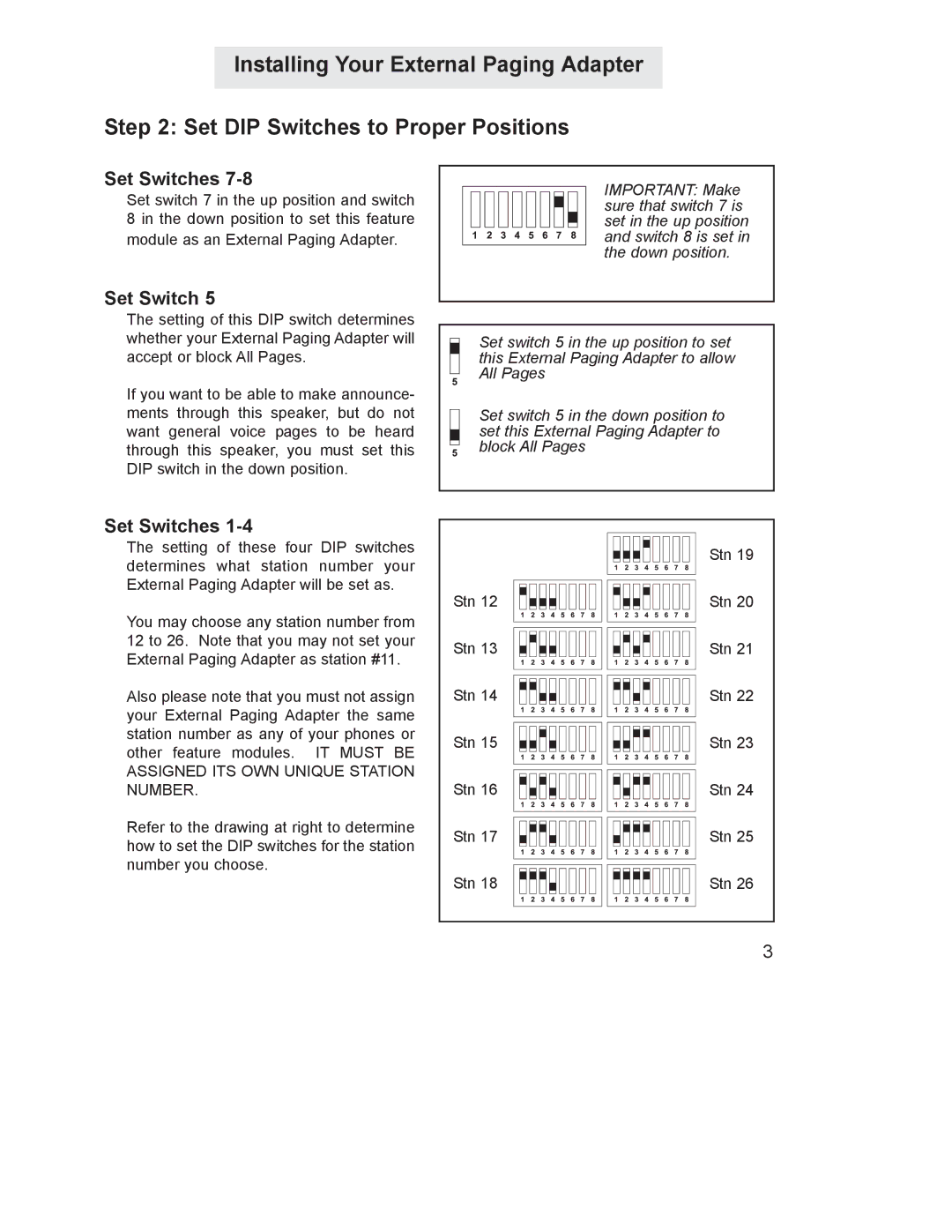 GE 800-EFM manual Set Switches 