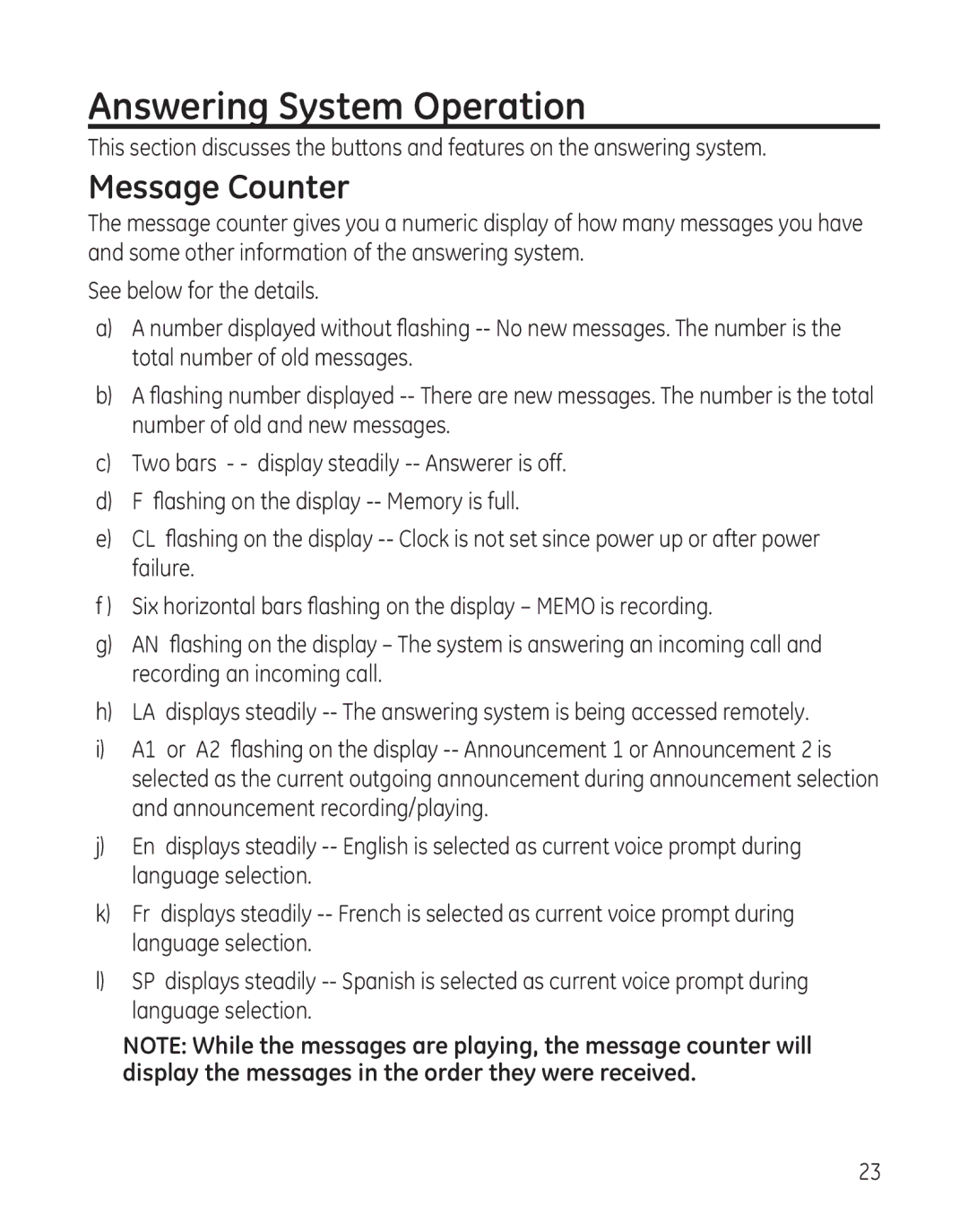 GE 28041xx4, 8011, 28041xx2, 28041xx1, 28041xx3, 00008005 manual Answering System Operation, Message Counter 