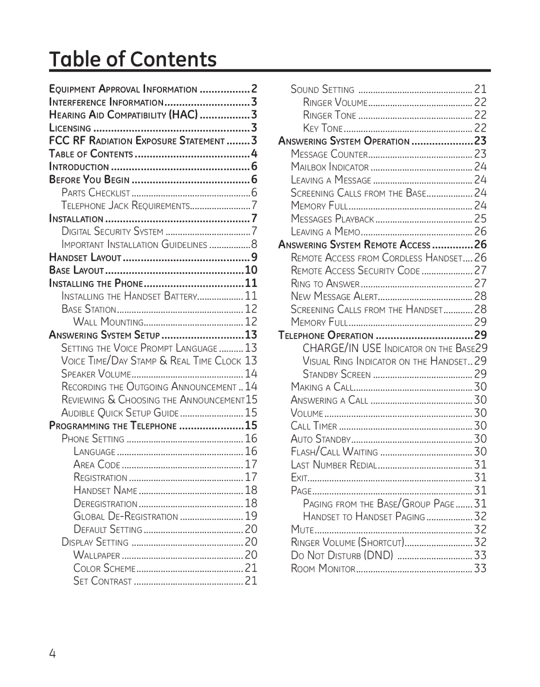 GE 28041xx1, 8011, 28041xx4, 28041xx2, 28041xx3, 00008005 manual Table of Contents 