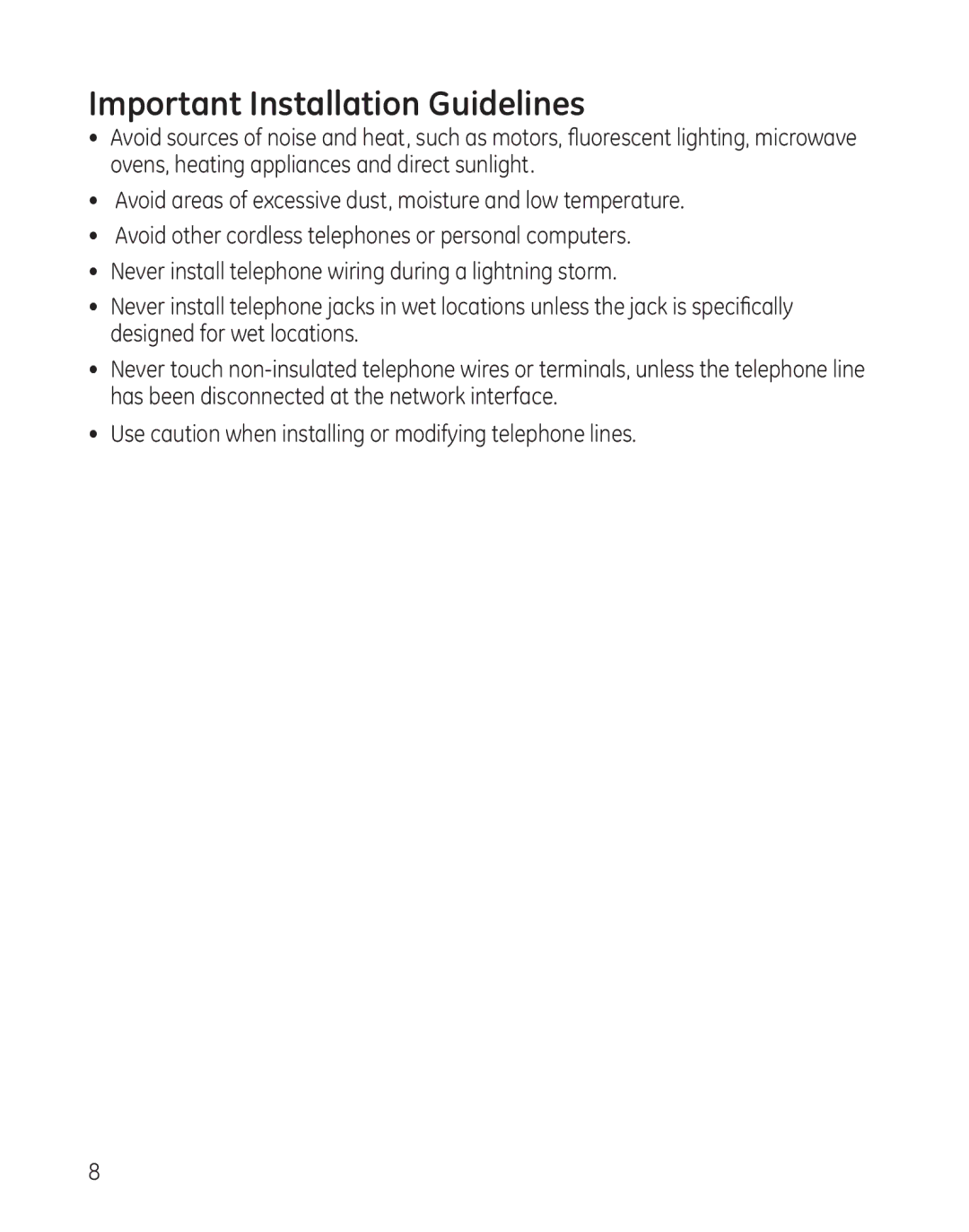 GE 8011, 28041xx4, 28041xx2, 28041xx1, 28041xx3, 00008005 manual Important Installation Guidelines 