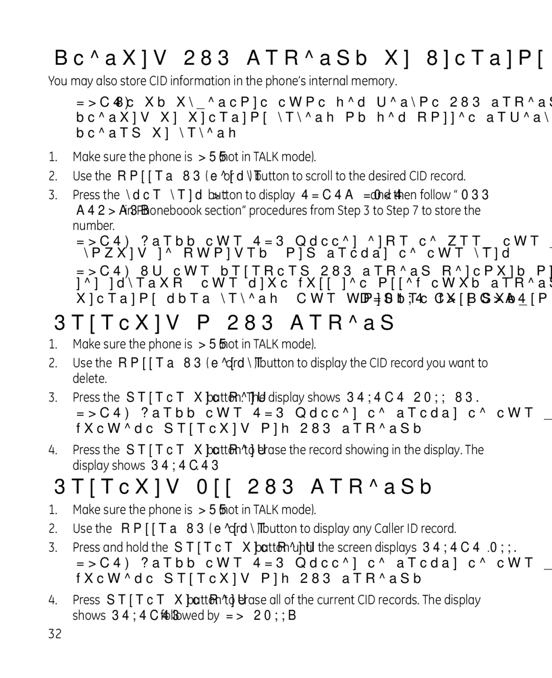 GE 81, 28214xx2, 28214xx1 manual Storing CID Records in Internal Memory, Deleting a CID Record, Deleting All CID Records 