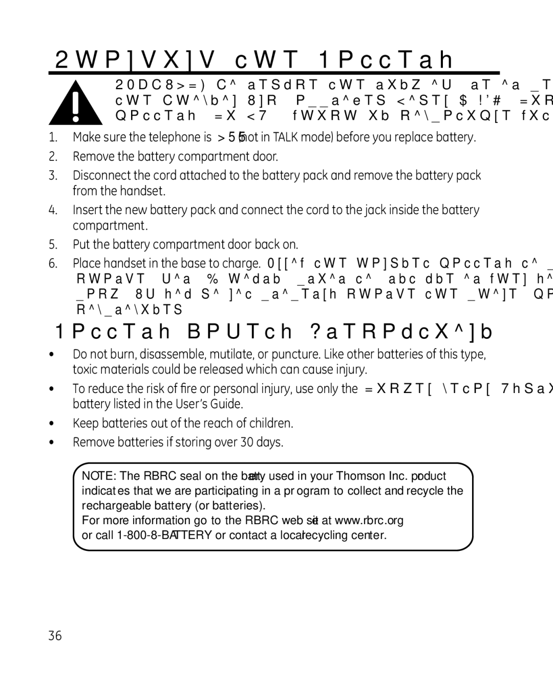 GE 28214xx2, 81, 28214xx1, 0008579 manual Changing the Battery, Battery Safety Precautions 