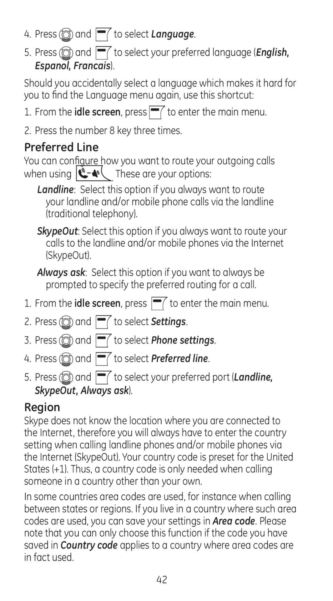 GE 810 manual Preferred Line, Region 