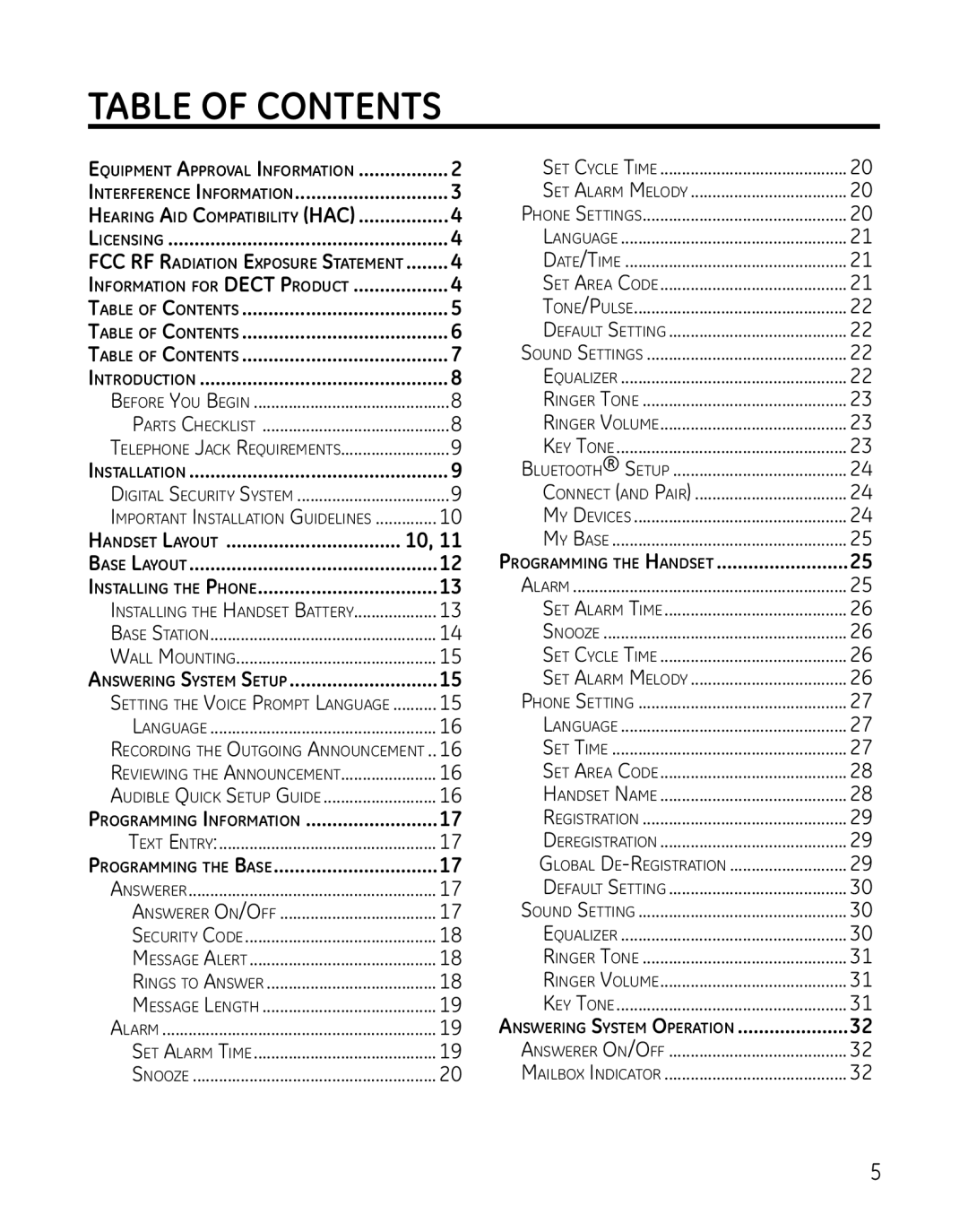 GE 28129xx3, 819, 28129xx6, 28129xx5, 28129xx4, 28129xx2, 0005374 manual Table of Contents 