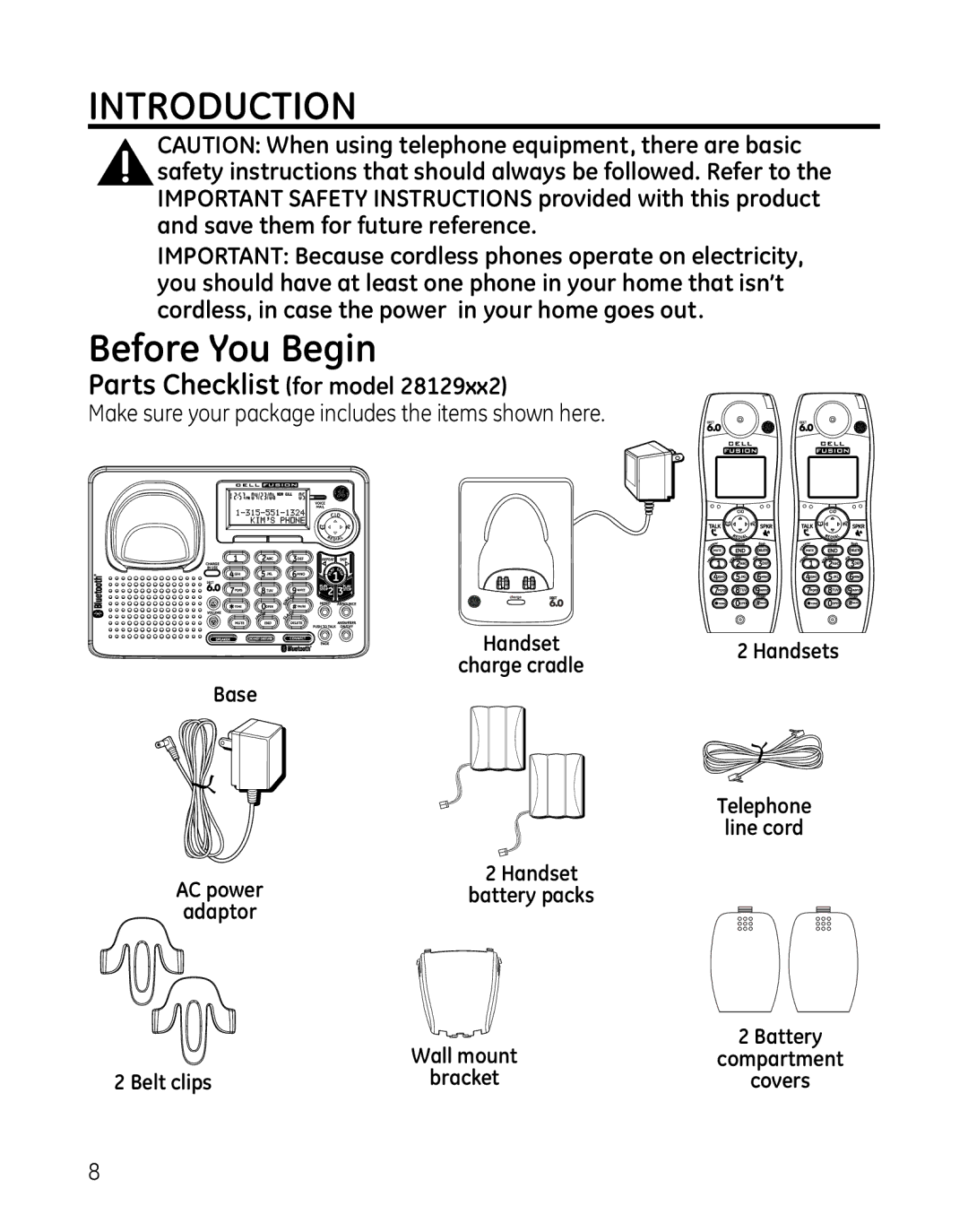 GE 819, 28129xx6, 28129xx5, 28129xx4, 28129xx3, 28129xx2, 0005374 Introduction, Before You Begin, Parts Checklist for model 