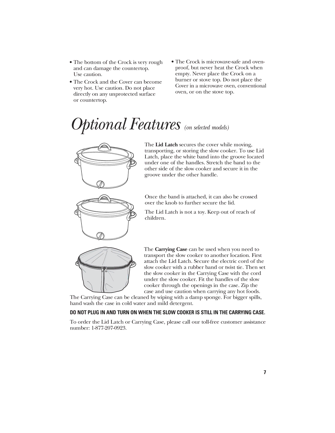 GE 840070700 manual Optional Features on selected models 