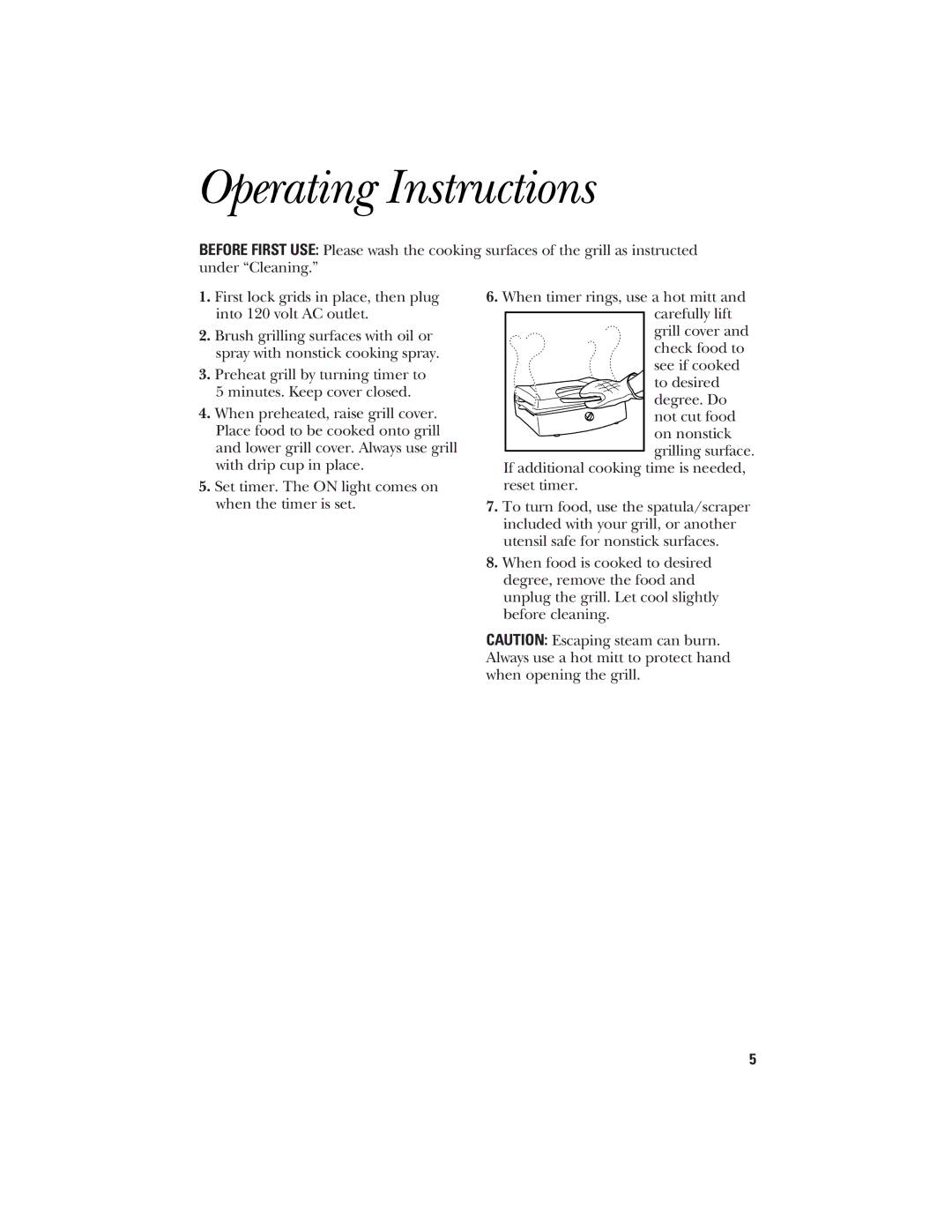 GE 106621, 840071500 operating instructions Operating Instructions 