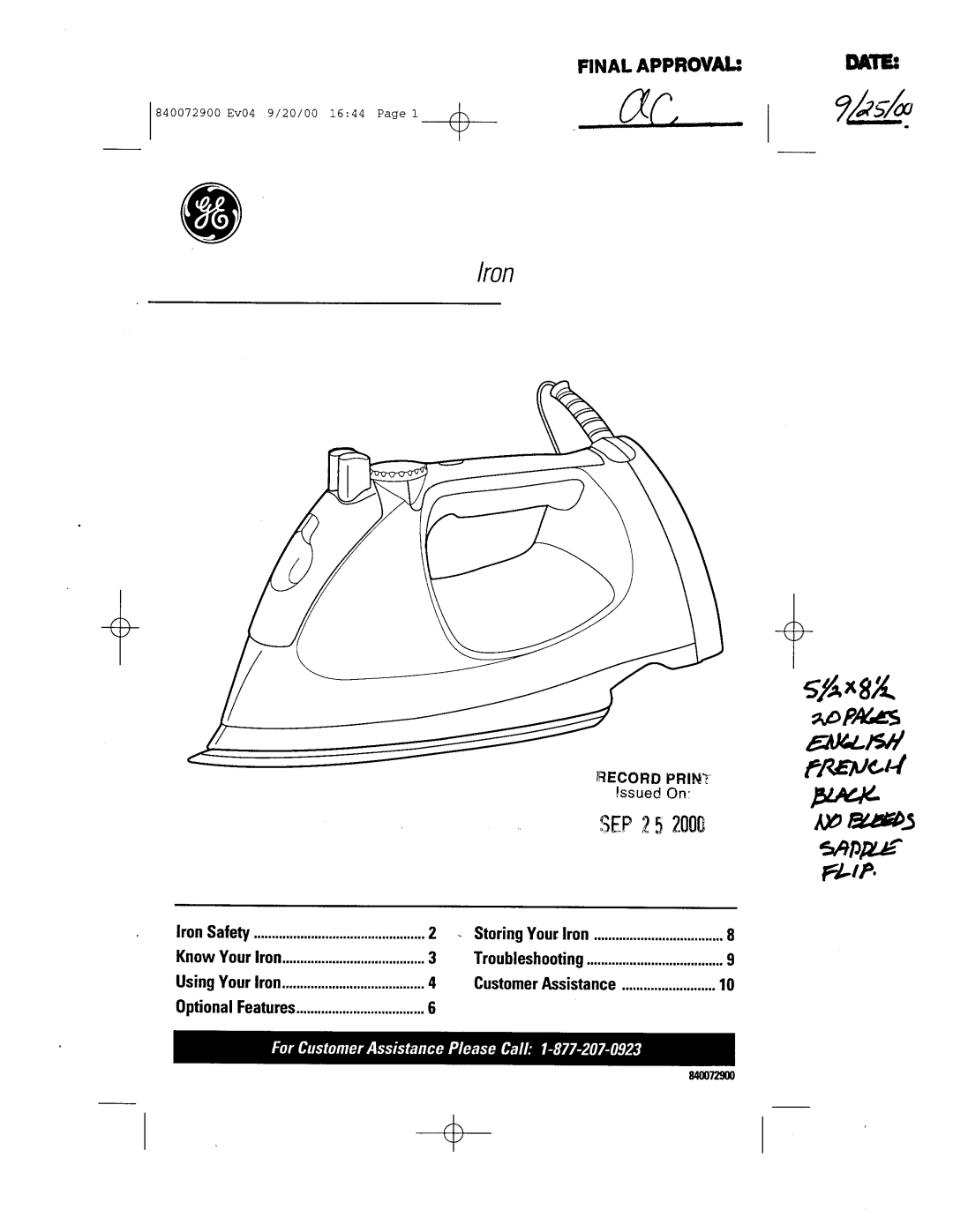 GE 840072900 manual 