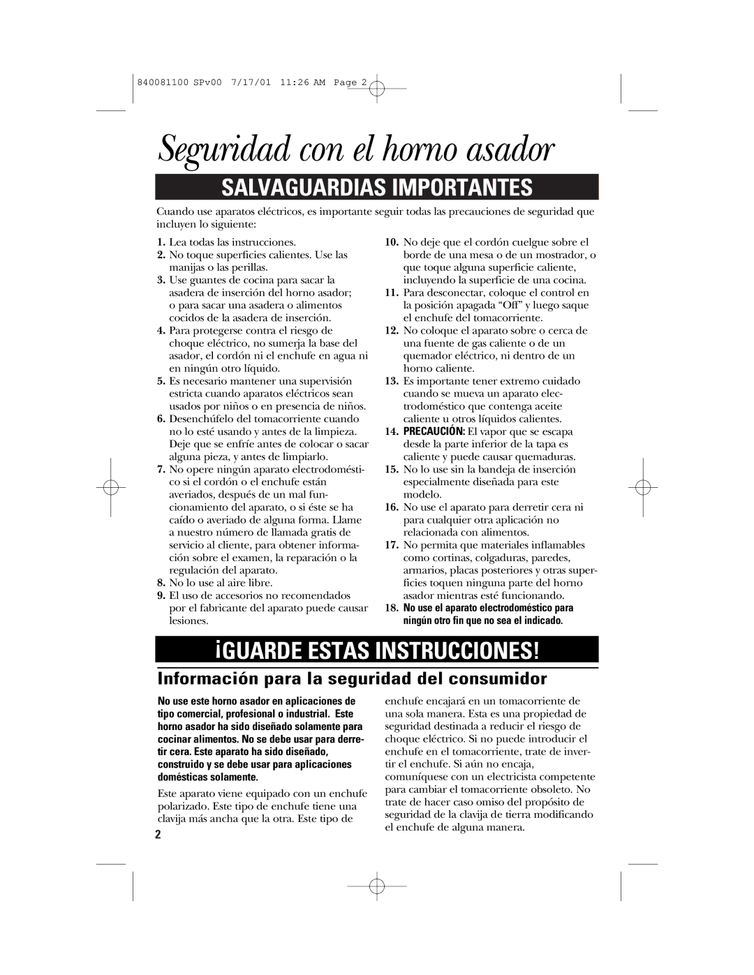 GE 840081100 manual Seguridad con el horno asador, Información para la seguridad del consumidor 