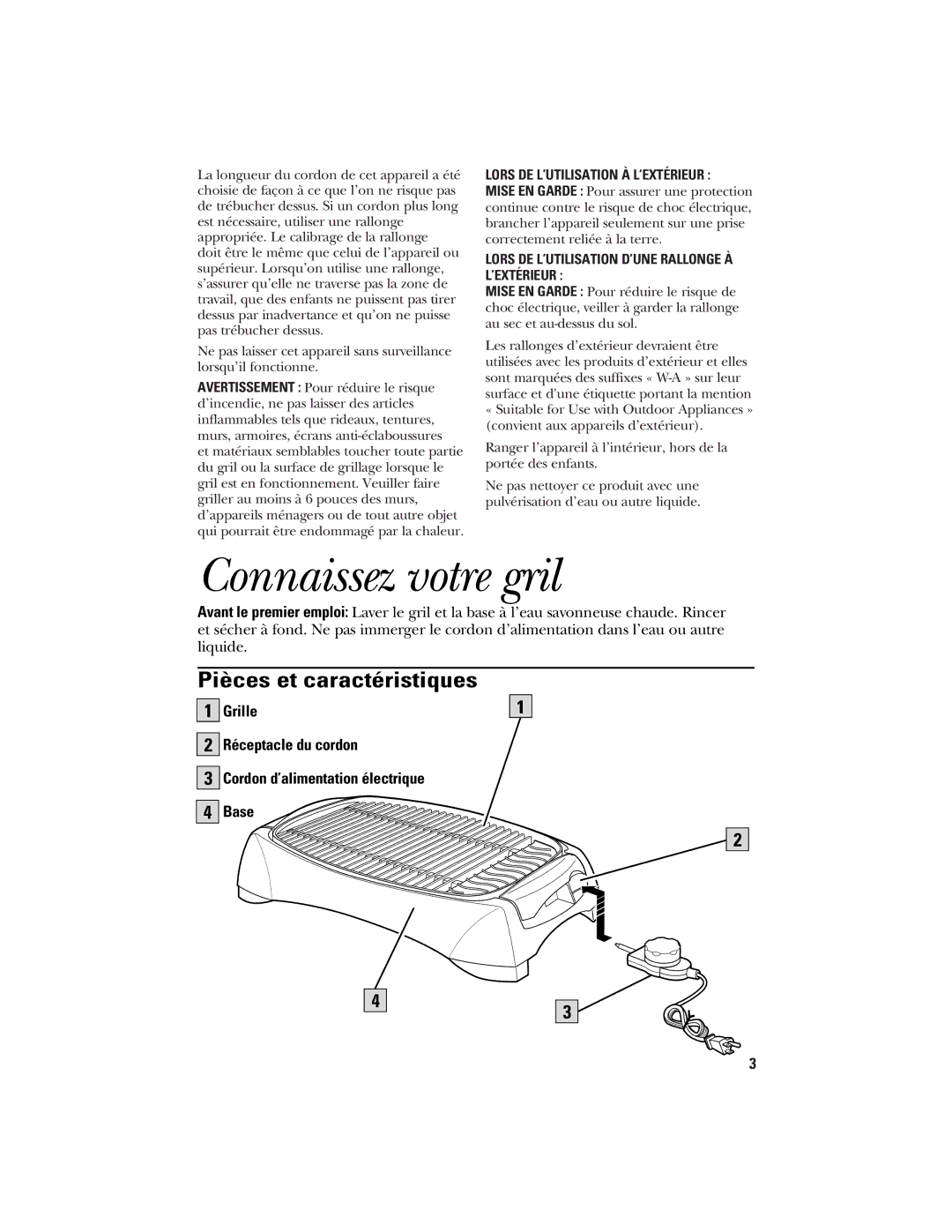 GE 106796, 840081300 manual Connaissez votre gril, Pièces et caractéristiques 