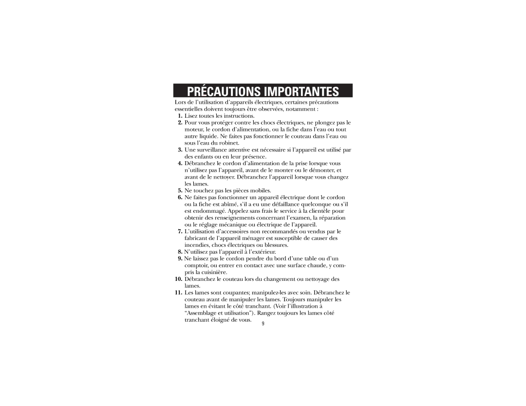 GE 840084200, 106788 manual Précautions Importantes 