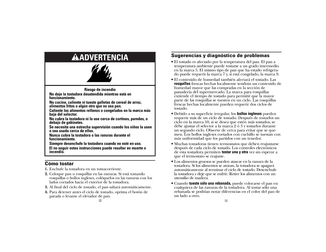 GE 840085000, 106701 manual Cómo tostar, Sugerencias y diagnóstico de problemas 