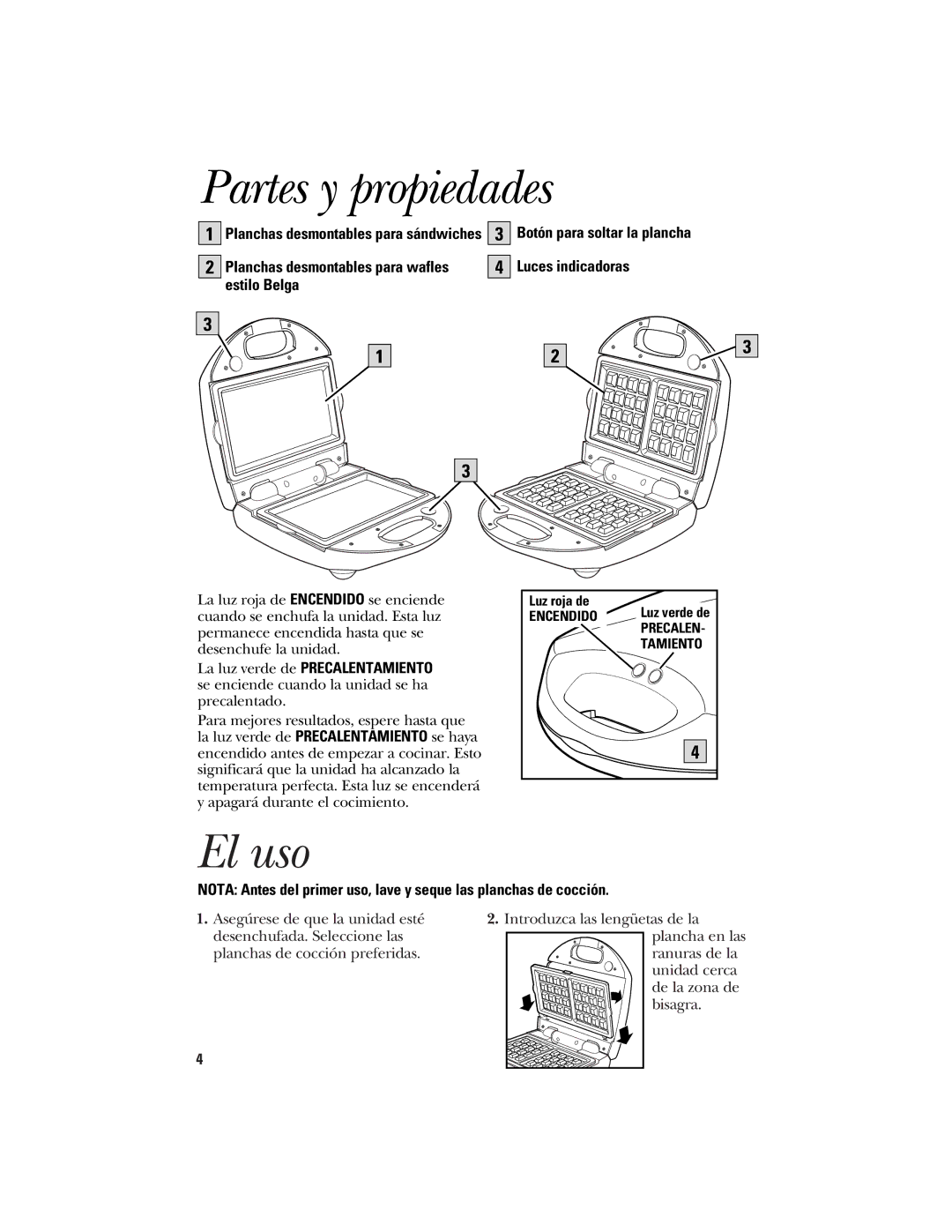 GE 840085700, 106582 manual Partes y propiedades, El uso 