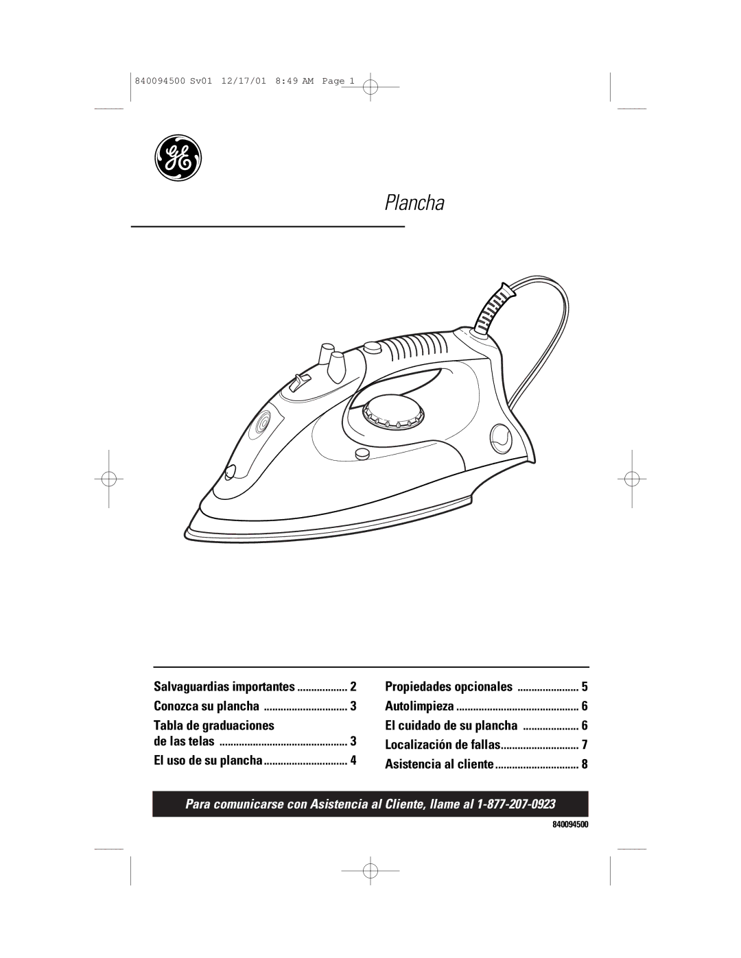 GE 106800, 840094500 manual Plancha 