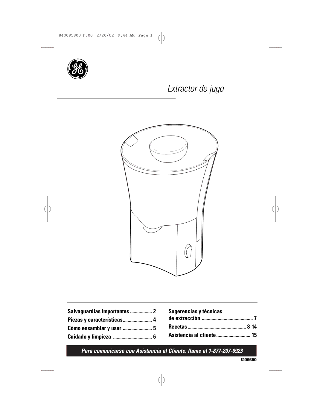 GE 840095800 manual Extractor de jugo, Sugerencias y técnicas 